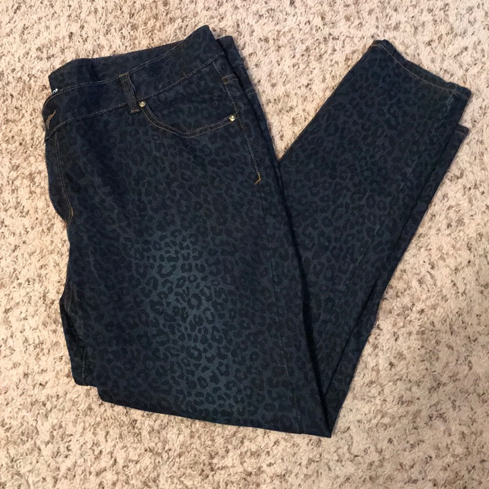 Lane Bryant leopard print blue jeans